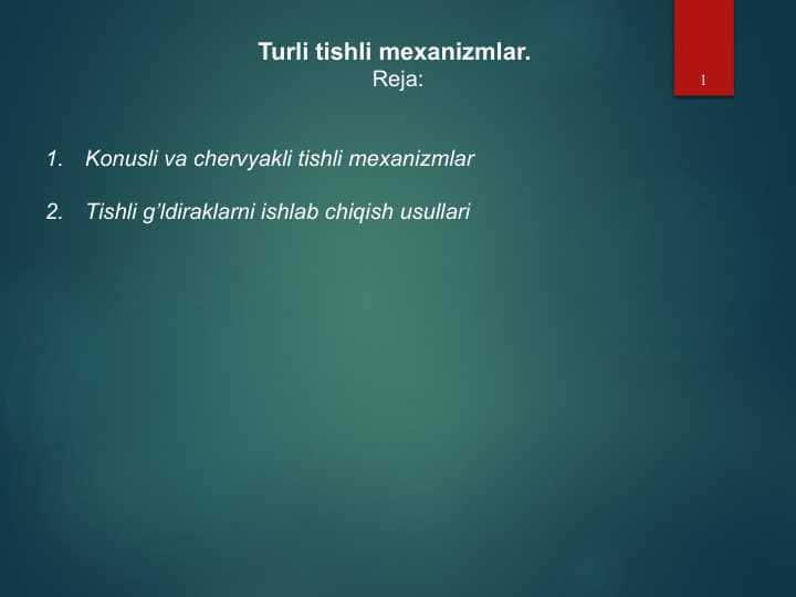 Turli tishli mexanizmlar