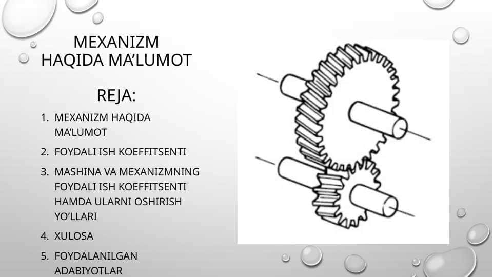 Mexanizm haqida ma’lumot