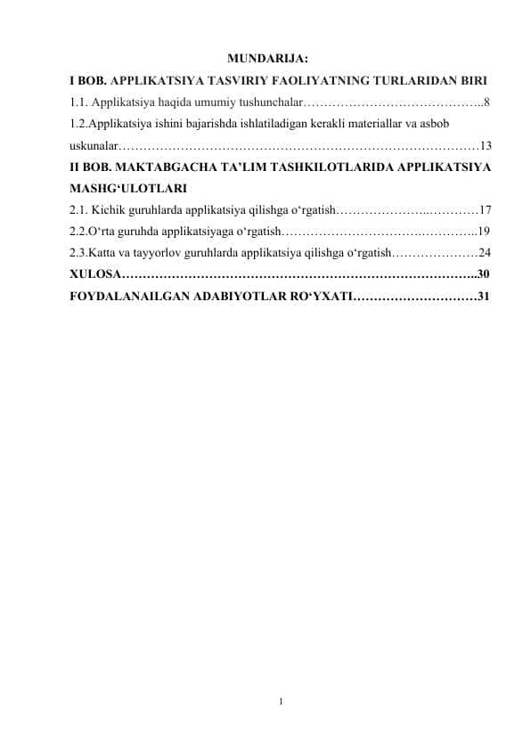 Aplikatsiya uchun materiallar