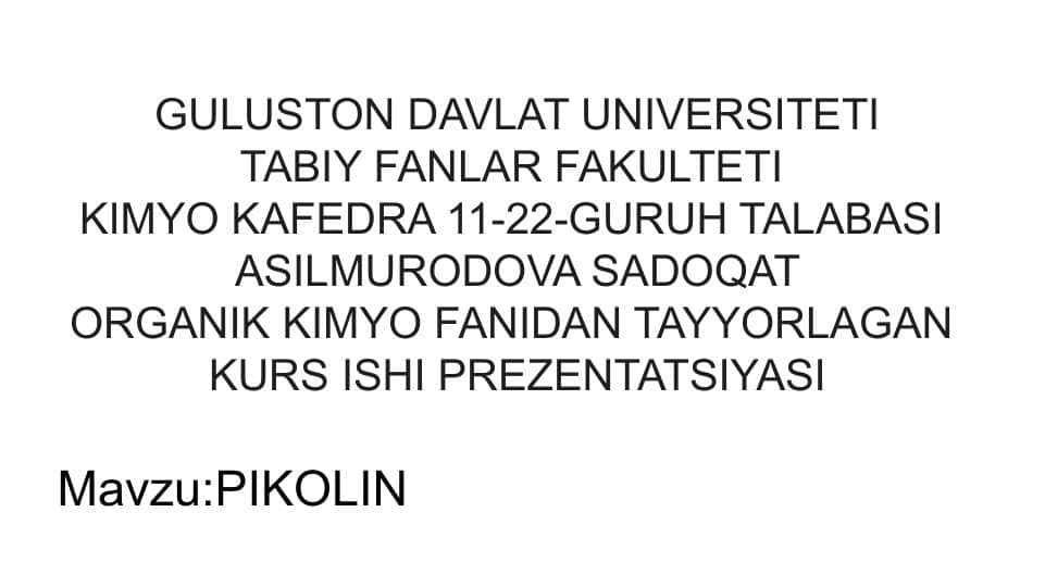 Organik kimyo sintezi Pikolin