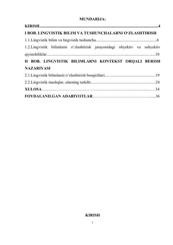 Lingvistik bilimni kontekst orqali berish metodikasi