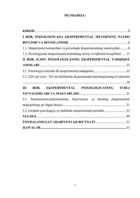 Psixologiyada eksperimental metodining tarixi