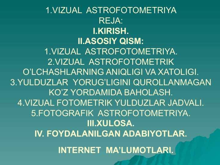 VIZUAL ASTROFOTOMETRIYA