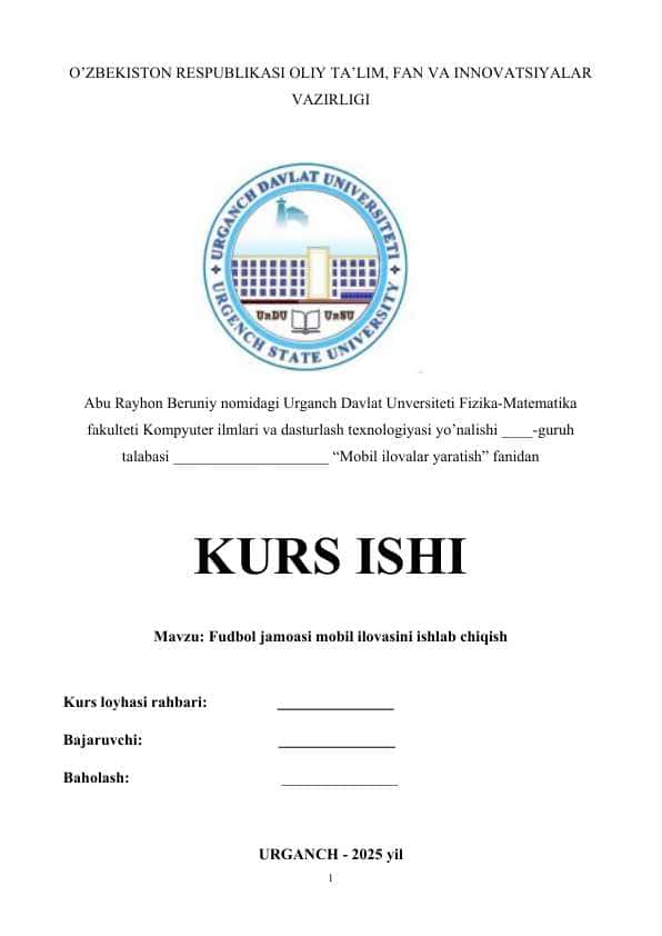 Fudbol jamoasi mobil ilovasini ishlab chiqish