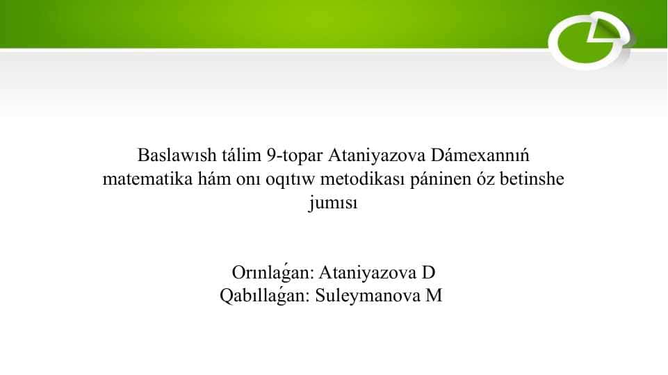 Ózi hám jazba esaplawǵa tiyisli didaktik (oyınlar) tapsırmalar kompleksin dúziw