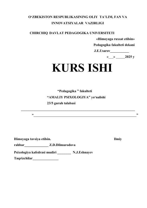 Diqqat, xotira, harakat va motivatsiya bog‘liqligi amaliy kuzatish tahlili kurs ishi.doc