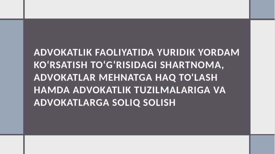 Advokatlik faoliyatida yuridik yordam