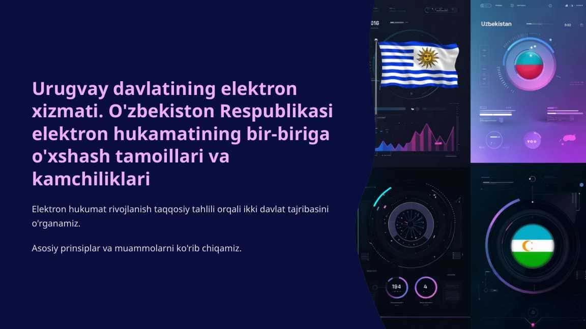 Urugvay davlatining elektron xizmati. O'zbekiston Respublikasi elektron hukamatining bir-biriga o'xshash tamoillari va kamchiliklari