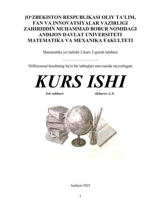 Differensial hisobning ba'zi bir tatbiqlari