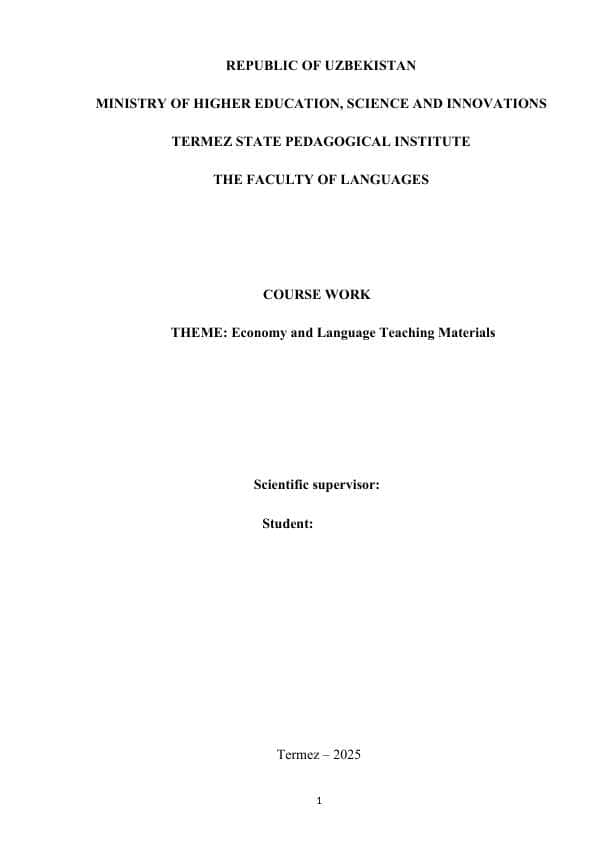 Economy and Language Teaching Materials