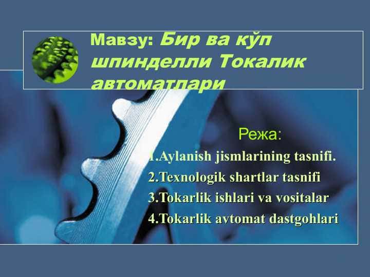 Бир ва кўп шпинделли Токалик автоматлари