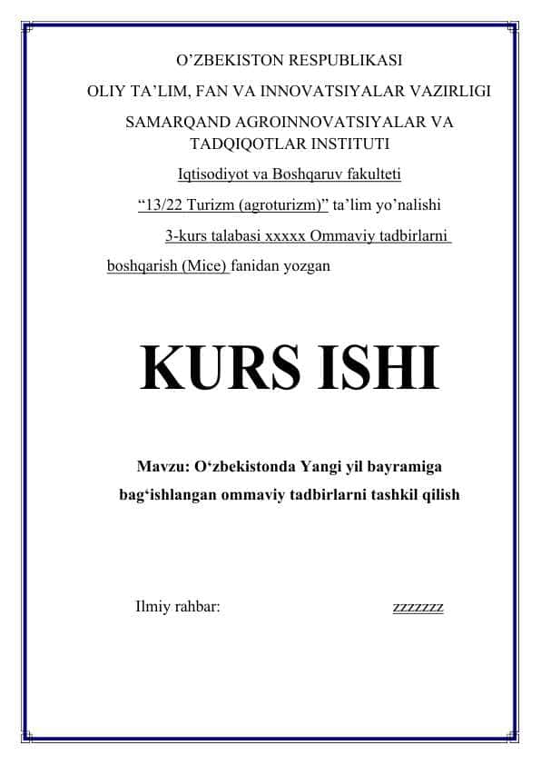 O‘zbekistonda Yangi yil bayramiga bag‘ishlangan ommaviy tadbirlarni tashkil qilish
