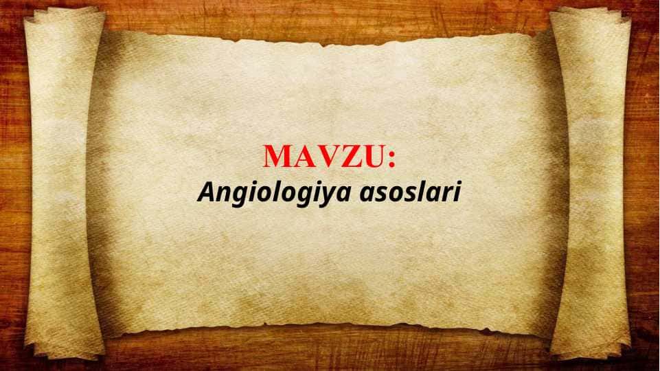 Angiologiya asoslari (TAQDIMOT)