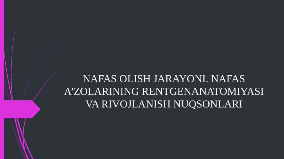 NAFAS OLISH JARAYONI. NAFAS A'ZOLARINING RENTGENANATOMIYASI VA RIVOJLANISH NUQSONLARI