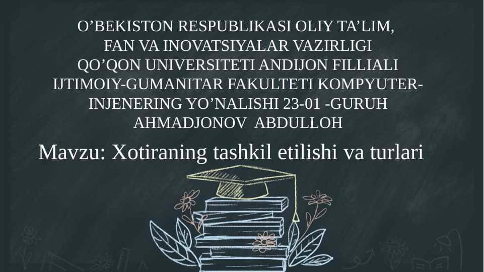 Xotiraning tashkil etilishi va turlari SLAYD
