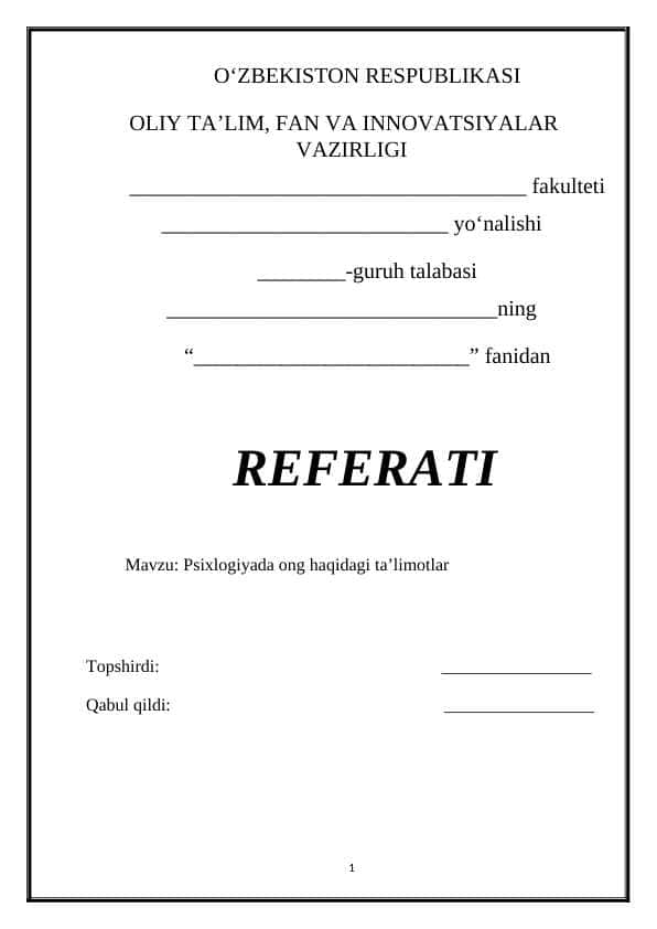 Psixlogiyada ong haqidagi ta’limotlar