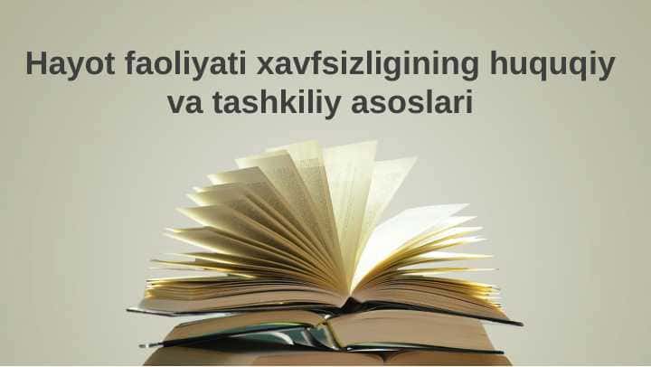 Hayot faoliyati xavfsizligining huquqiy va tashkiliy asoslari