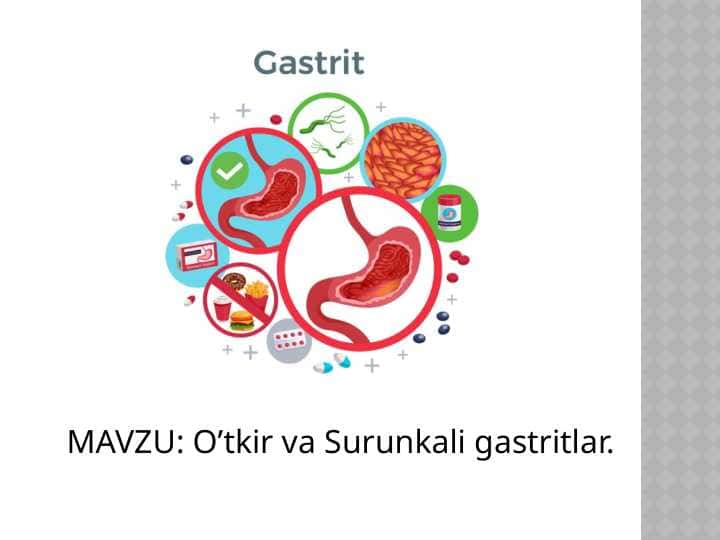 O’tkir va Surunkali gastritlar.
