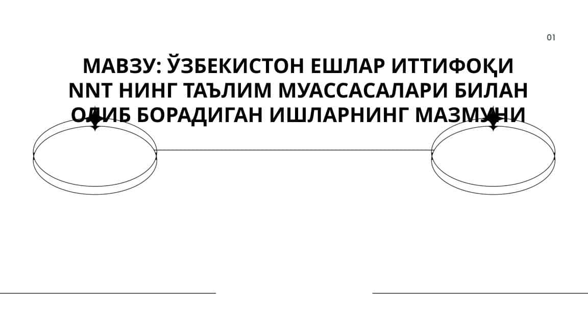 ЎЗБЕКИСТОН ЕШЛАР ИТТИФОҚИ NNT НИНГ ТАЪЛИМ МУАССАСАЛАРИ БИЛАН ОЛИБ БОРАДИГАН ИШЛАРНИНГ МАЗМУНИ
