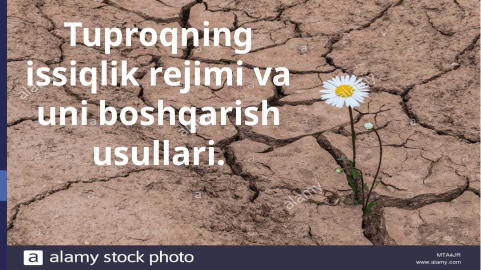 Tuproqning issiqlik rejimi va uni boshqarish usullari.