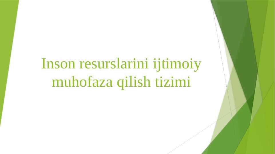 Inson resurslarini ijtimoiy muhofaza qilish tizimi