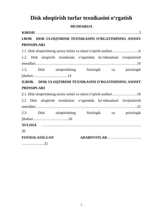 Disk uloqtirish turlar texnikasini o‘rgatish