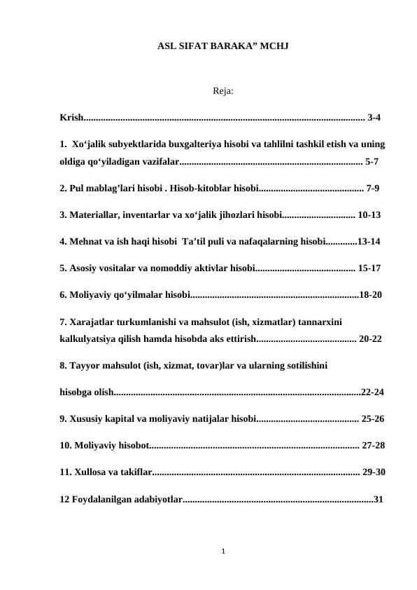 MCHJ ma'suliyati cheklangan jamiyatlar uchun amaliyot hisoboti
