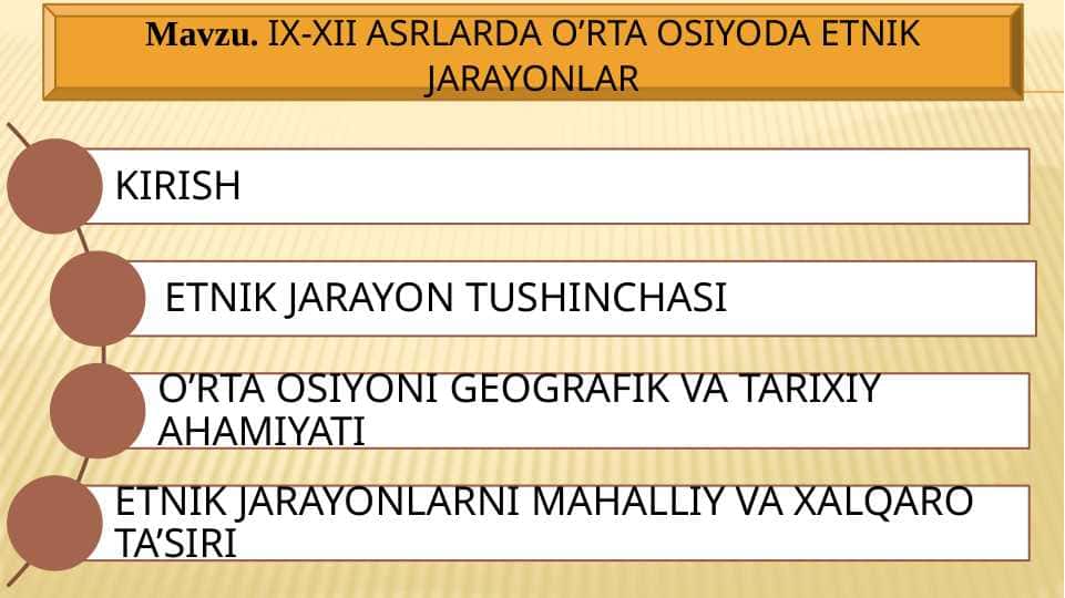 IX-XII ASRLARDA O’RTA OSIYODA ETNIK JARAYONLAR