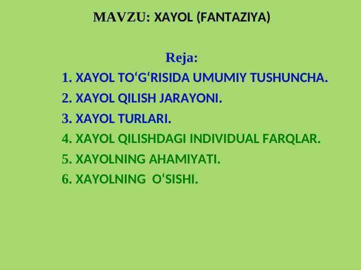 XAYOL (FANTAZIYA)