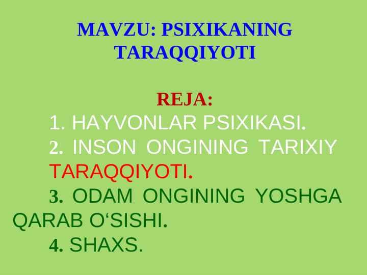 PSIXIKANING TARAQQIYOTI