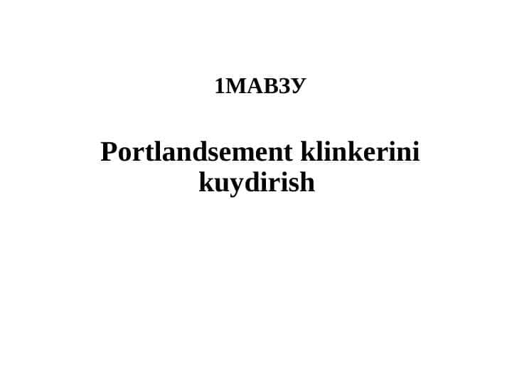 Portlandsement klinkerini kuydirish
