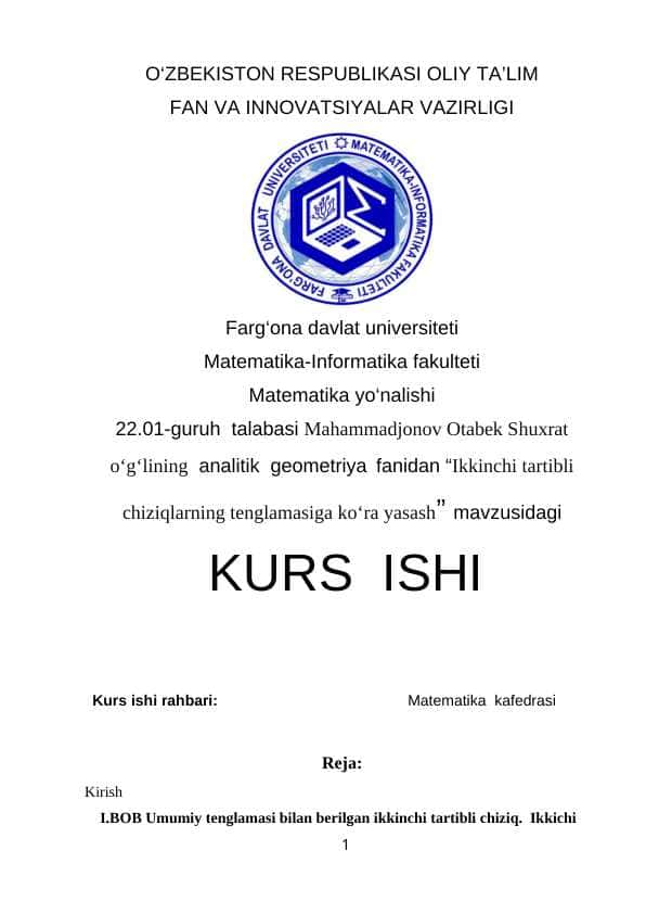 “Ikkinchi tartibli chiziqlarning tenglamasiga ko‘ra yasash”