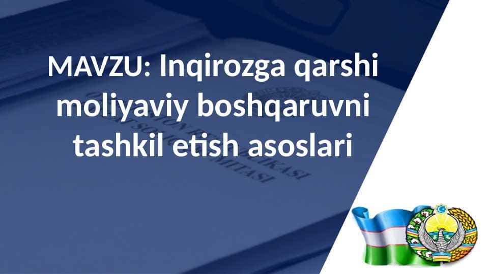 Inqirozga qarshi moliyaviy boshqaruvni tashkil etish asoslari
