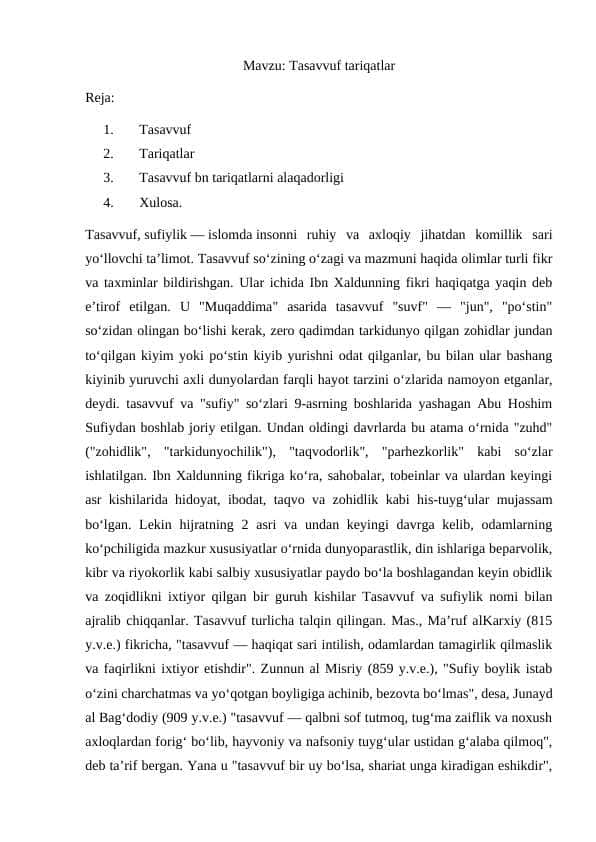 Tasavvuf tariqatlar