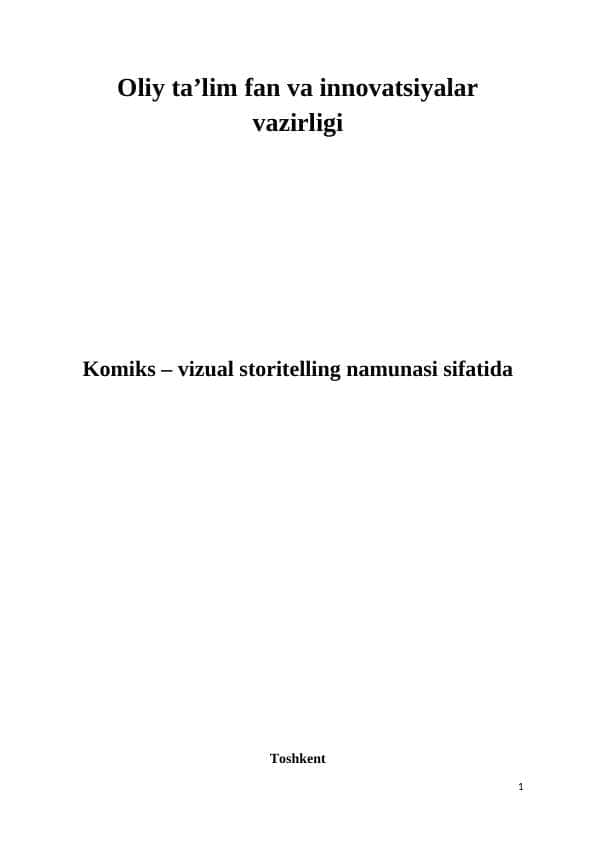 Komiks – vizual storitelling namunasi sifatida