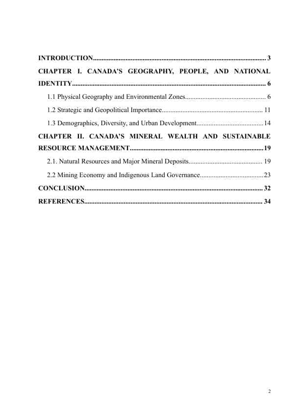 Canada's geographical location, people, and mineral resources