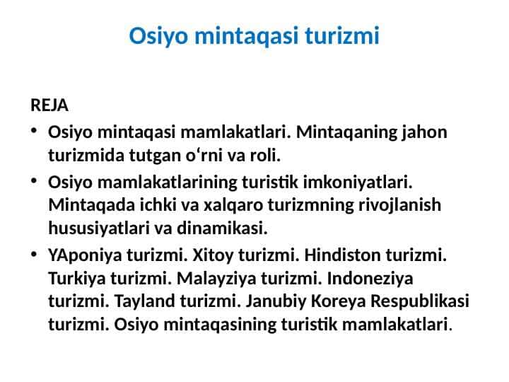 Osiyo mintaqasi turizmi