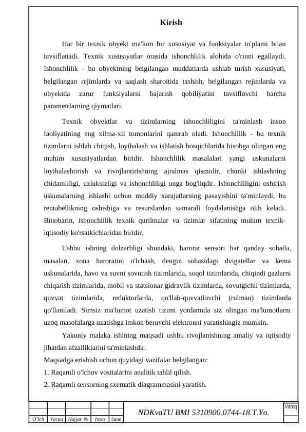 Havoning asosiy parametrlarining qiymatlari cheklangan ob’yektlar uchun temperatura va namlikni masofadan nazorat qilish tizimlari