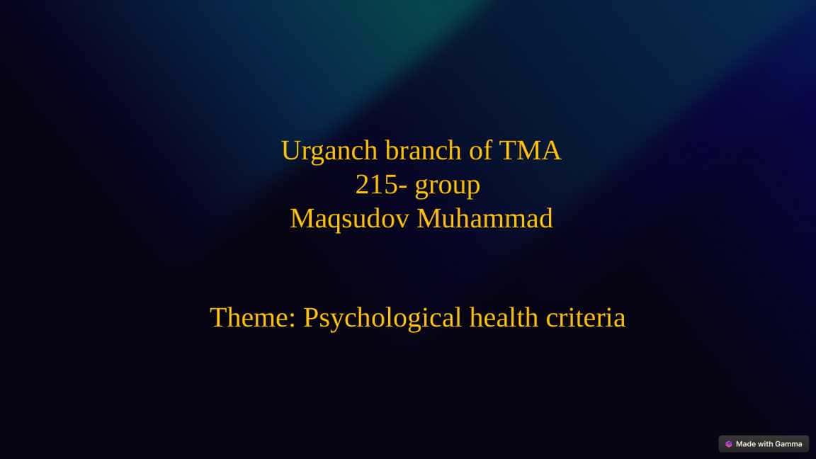 Psychological health criteria