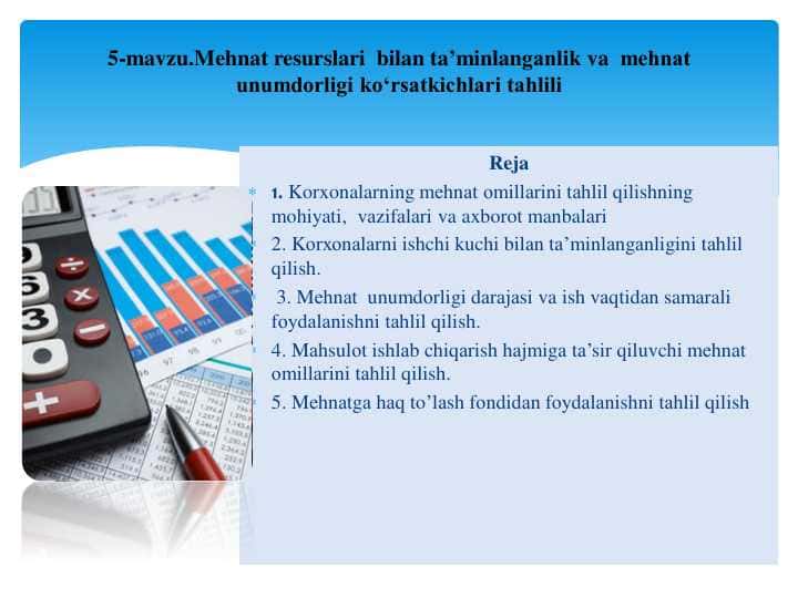 Mehnat omillarini tahlil qilish