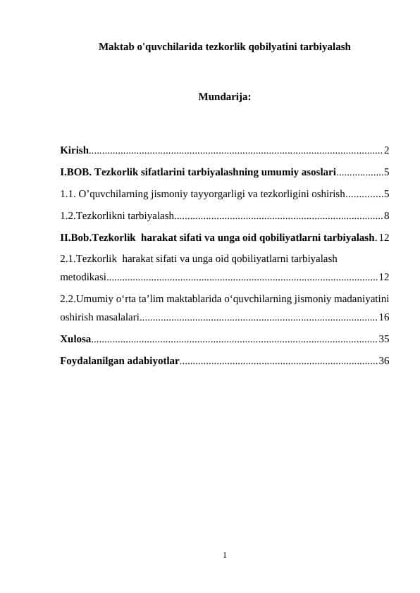 Maktab o'quvchilarida tezkorlik qobilyatini tarbiyalash