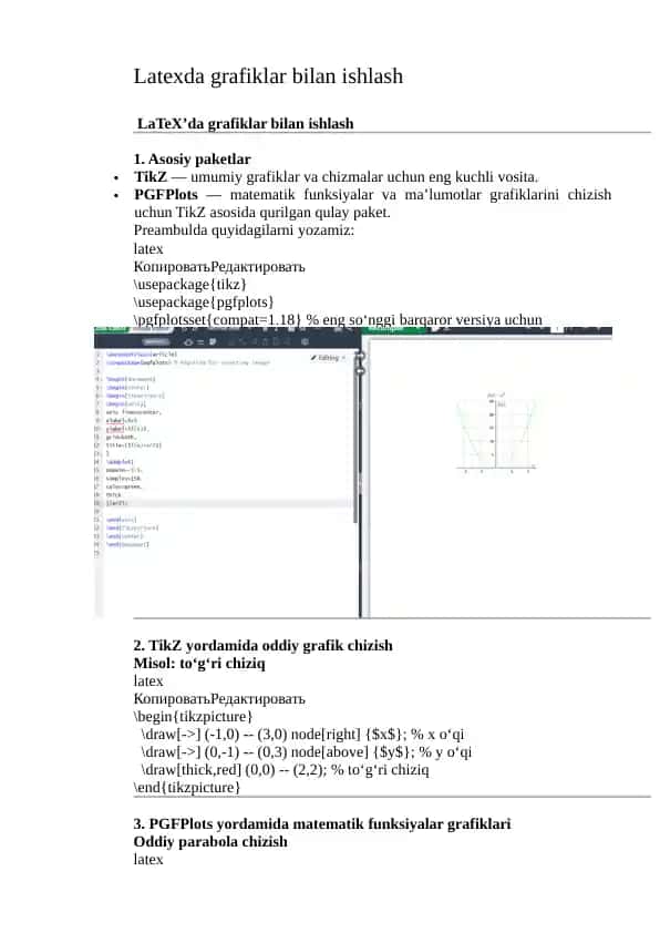 LaTeX’da grafiklar bilan ishlash