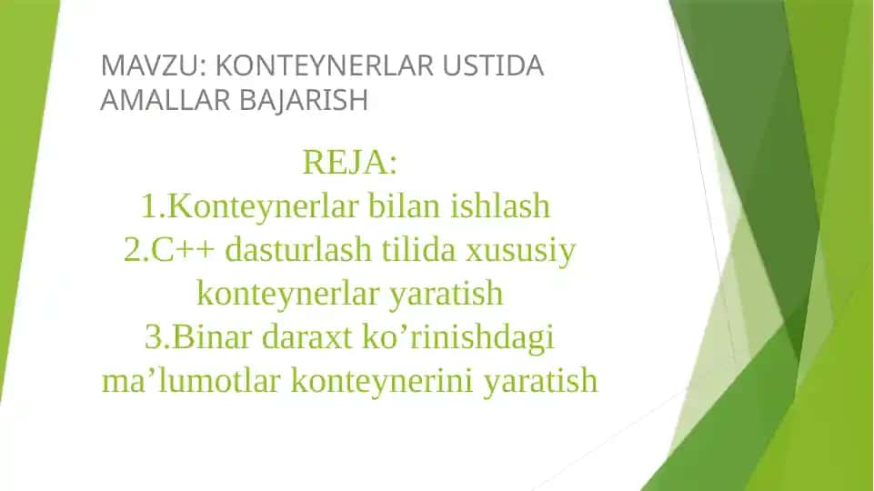 KONTEYNERLAR USTIDA AMALLAR BAJARISH