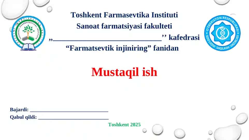 Farmatsevtika sanoatida nasoslarning maxsus turlari. Taqdimot 16 bet.