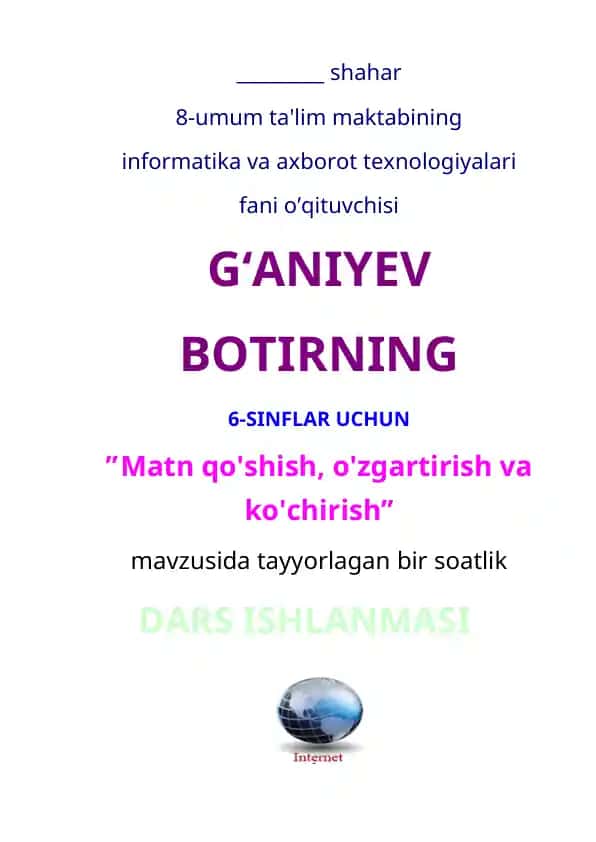 Informatika ochiq dars