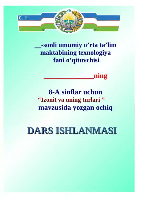 8-sinf texnologiya ochiq dars