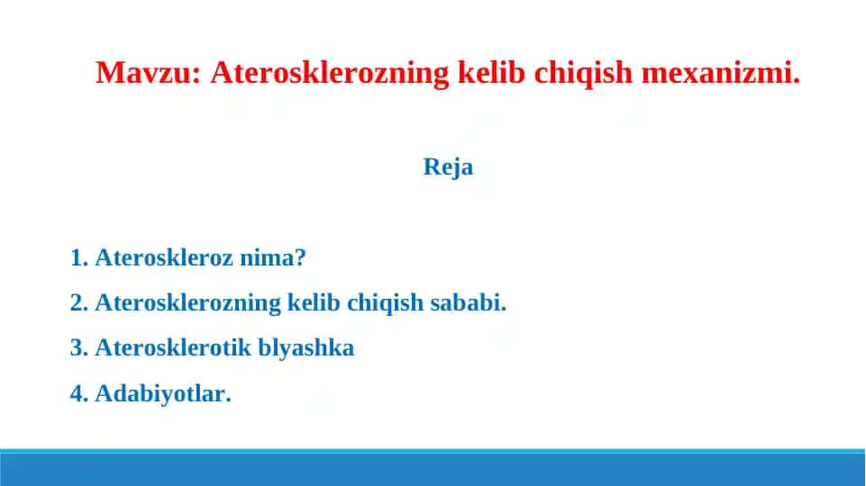 Aterosklerozning kelib chiqish mexanizmi. Taqdimot 16 bet.