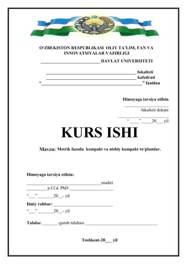 Metrik fazoda kompakt va nisbiy kompakt to‘plamlar.