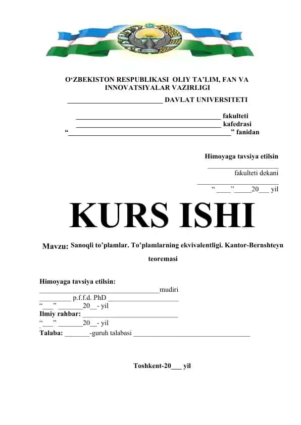 Sanoqli to’plamlar. To’plamlarning ekvivalentligi. Kantor-Bernshteyn teoremasi