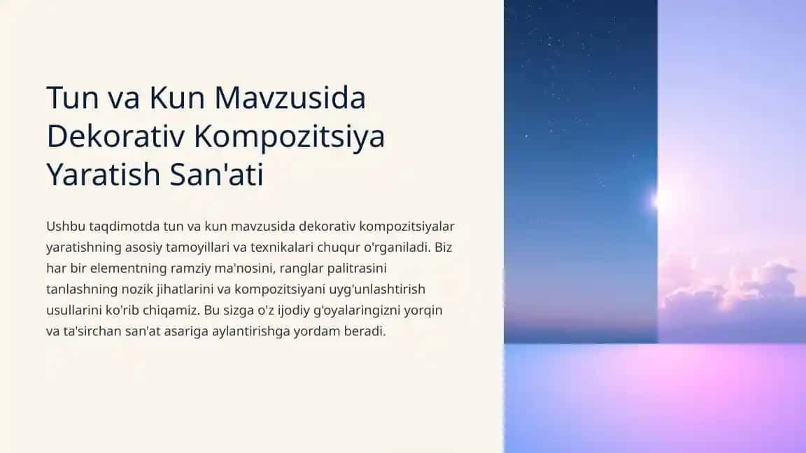 Tun va Kun Mavzusida Dekorativ Kompozitsiya Yaratish San'ati